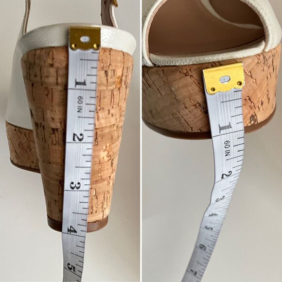 Stuart Weitzman Beige Leather Rinna Wedge Peep-toe Sling Back Sandals 8.5 - Picture 7 of 12